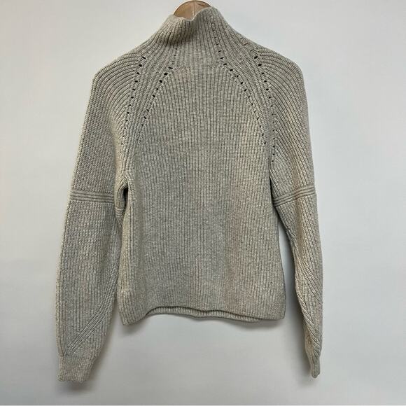 H&M Sweater Oatmeal Funnel Neck Long Sleeve Oversized Knit beige cream Size XS - Picture 8 of 8